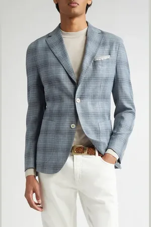ELEVENTY Unstructured Plaid Linen & Wool Blend Sport Coat in at Nordstrom, Size 42 Us