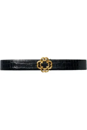 Maje Croc-effect leather double M belt in at Nordstrom, Size Small