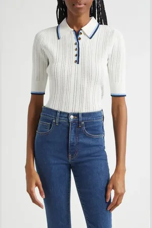VERONICA BEARD Soza Tipped Pointelle Sweater in at Nordstrom, Size Medium