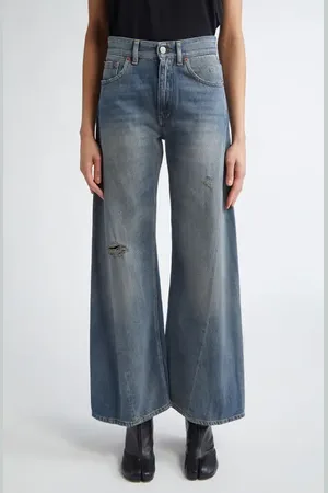 Maison Margiela Distressed Wide Leg Jeans in at Nordstrom, Size 29