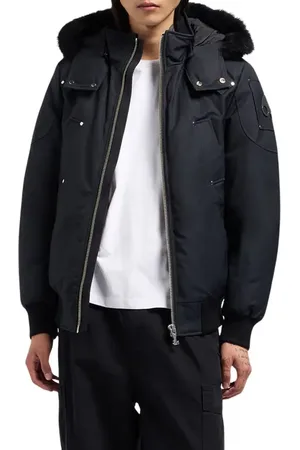 Moose Knuckles Original Genuine Shearling Trim Water & Wind Resistant 650 Fill Power Down Ballistic Bomber Jacket in at Nordstrom, Size