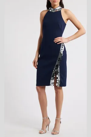Vince Camuto Pailette Sequin Mock Neck Sheath Dress in at Nordstrom, Size 10