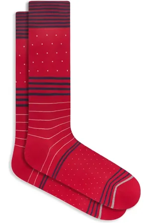 Bugatchi Stripe & Dot Mercerized Cotton Blend Dress Socks in at Nordstrom