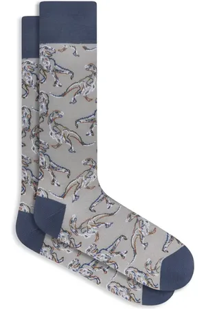 Bugatchi Dinosaur Mercerized Cotton Blend Dress Socks in at Nordstrom
