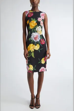 Dolce & Gabbana Peony & Rose Floral Charmeuse Sheath Dress in at Nordstrom, Size 2 Us