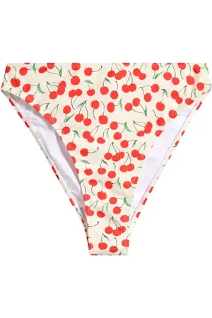 GOOD AMERICAN Good Waist Cherry Print Cheeky Bikini Bottoms in at Nordstrom, Size Medium