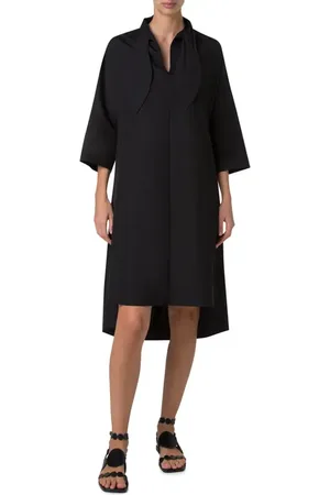 AKRIS Tie Neck Cotton Tunic Dress in at Nordstrom, Size 2