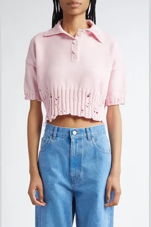 Marni Distressed Cotton Polo Sweater in at Nordstrom, Size 6 Us