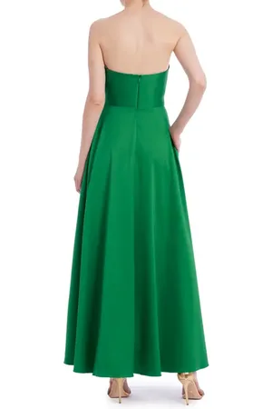 Badgley Mischka Bow Embellished Strapless Fit & Flare Dress in at Nordstrom, Size 12