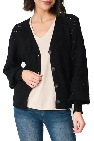 GIBSONLOOK Gigi Pointelle Stitch Cotton Cardigan in at Nordstrom, Size Xx-Small