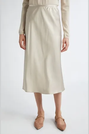 Max Mara Carnet Silk Satin Midi Skirt in at Nordstrom, Size 14
