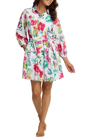 Tommy Bahama Fiesta Floral Cotton Cover-Up Shirtdress in at Nordstrom, Size Large