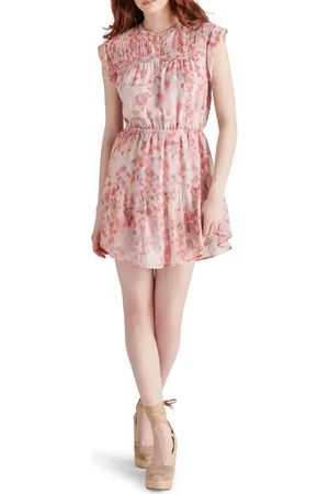 Steve Madden Faith Floral Pintuck Minidress in at Nordstrom, Size Small