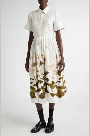 Erdem Floral Print Cotton Poplin Shirtdress in at Nordstrom, Size 4 Us