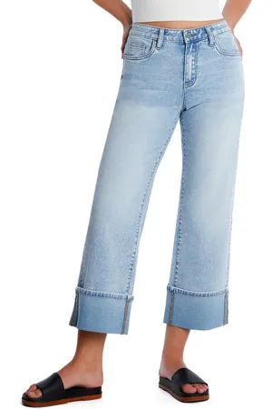 HINT OF BLU Clever Cuffed High Waist Wide Leg Jeans in at Nordstrom, Size 25
