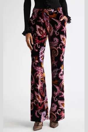 Etro Paisley Print Velvet Straight Leg Pants in at Nordstrom, Size 2 Us