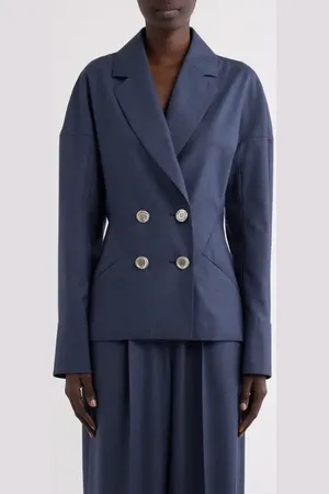 Givenchy Double Breasted Cuffed Wool Blazer in at Nordstrom, Size 2 Us