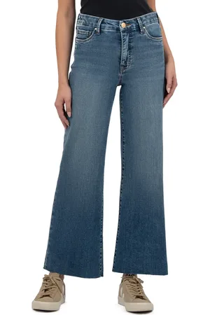 Kut From The Kloth Meg Fab Ab Raw Hem High Waist Ankle Wide Leg Jeans in at Nordstrom, Size 16