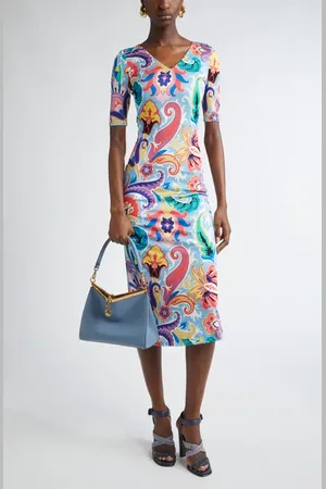 Etro Paisley Print Stretch Jersey Midi Dress in at Nordstrom, Size 0 Us
