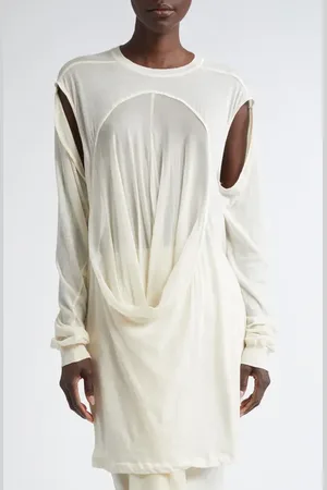 Rick Owens Drain Cutout Cotton & Silk Chiffon T-Shirt in at Nordstrom, Size 4 Us