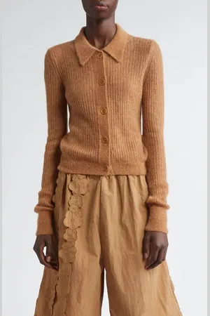 Cecilie Bahnsen Jaki Collared Mohair & Wool Blend Cashmere Cardigan in at Nordstrom, Size Medium