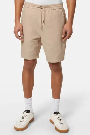 Scotch&Soda Flat Front Slub Cotton & Linen Twill Drawstring Bermuda Shorts in at Nordstrom, Size 34