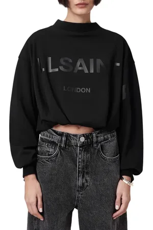 AllSaints Aster Logo Crop Sweatshirt in at Nordstrom, Size X-Small