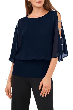 Chaussmoi Split Sleeve Rhinestone Blouse in at Nordstrom, Size Small