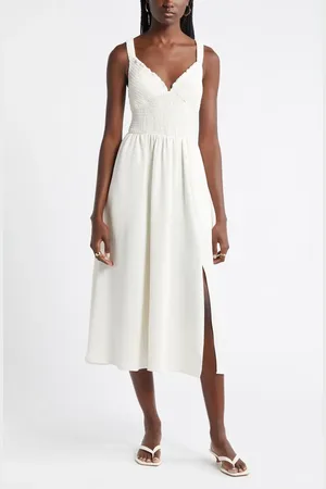 Nordstrom Smocked Bodice Sleeveless Midi Dress in at , Size Medium