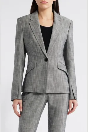 HUGO BOSS Jia One-Button Sharkskin Blazer in at Nordstrom, Size 8
