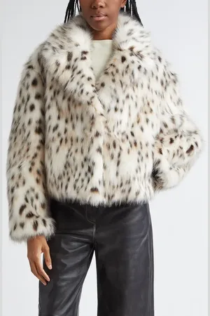 Stand Studio Samara Leopard Faux Fur Jacket at Nordstrom, Size 10 Us