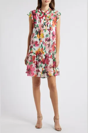 Julia Jordan Floral Flutter Sleeve Dress in at Nordstrom, Size Medium