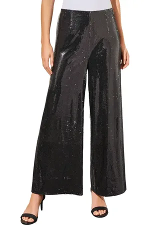 Ming Wang Novelty Sequin Wide Leg Pants in at Nordstrom, Size X-Small
