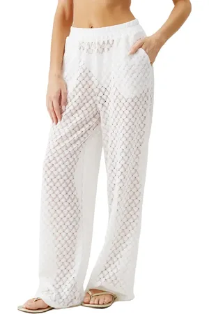 Melissa Odabash Adi Open Knit Straight Leg Cover-Up Pants in at Nordstrom, Size Medium