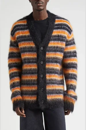 Marni Stripe V-Neck Mohair Blend Cardigan in at Nordstrom, Size 36 Us