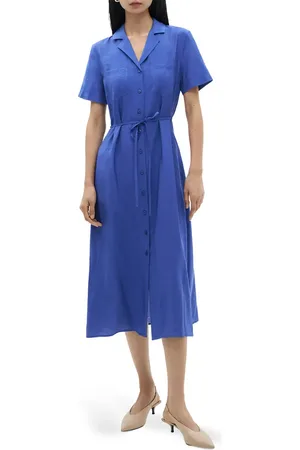 MANGO Short Sleeve Pocket Shirtdress in at Nordstrom, Size 6