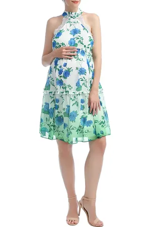 Kimi and Kai Norah Floral A-Line Halter Maternity Dress in at Nordstrom, Size X-Small