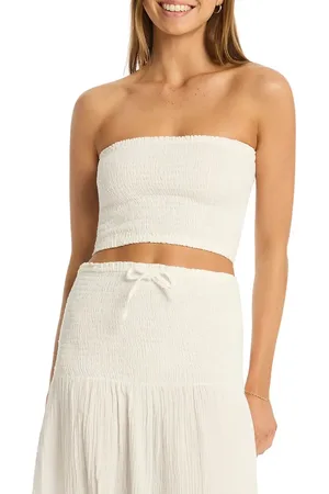 SEA LEVEL Sunset Strapless Cotton Gauze Cover-Up Top in at Nordstrom, Size Small