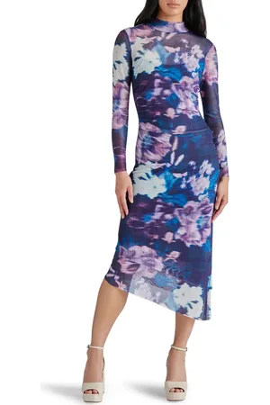 Steve Madden Blare Floral Long Sleeve Mesh Midi Dress in at Nordstrom, Size X-Large