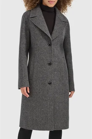 Kenneth Cole Single Breasted Textured Double Faced Wool Blend Coat in at Nordstrom, Size X-Large