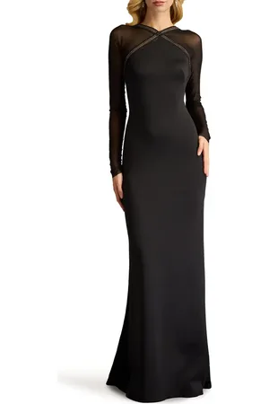 Tadashi Shoji Illusion Long Sleeve Mermaid Gown in at Nordstrom, Size 16