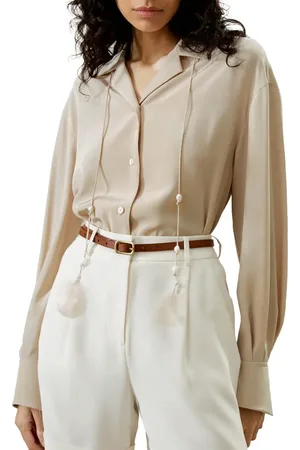 Lilysilk Tie-Detailed Silk Blouse in at Nordstrom, Size Medium