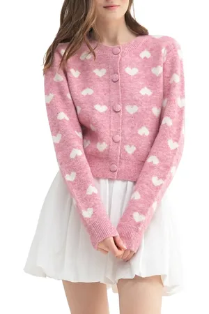 ALL IN FAVOR Heart Jacquard Cardigan in at Nordstrom, Size X-Large