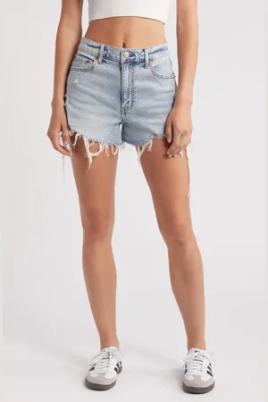 Danny Daze Troublemaker Distressed High Waist Denim Shorts in at Nordstrom, Size 24