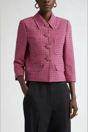 ST. JOHN Mini Plaid Tweed Crop Jacket in at Nordstrom, Size 2
