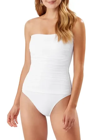 Tommy Bahama Pearl Shirred Bandeau One-Piece Swimsuit in at Nordstrom, Size 16