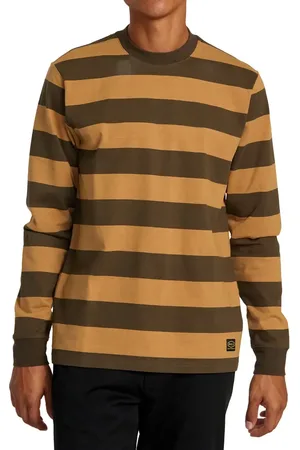 RVCA Stripe Long Sleeve Cotton T-Shirt in at Nordstrom, Size Medium