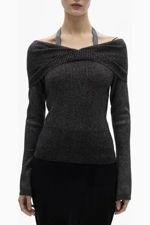 MANGO Metallic Off the Shoulder Sweater in at Nordstrom, Size Medium
