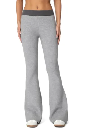 Edikted Lei Contrast Trim Flare Knit Pants in at Nordstrom, Size X-Large