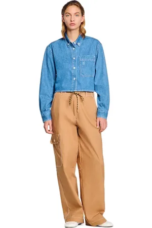 Sandro Denim cropped shirt in at Nordstrom, Size X-Large